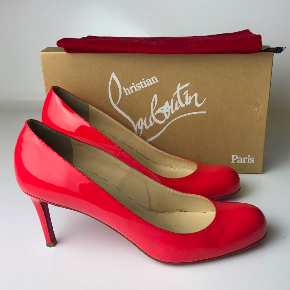 Louboutin Simple Pump 70 Corail Patent Pumps Eu 39
